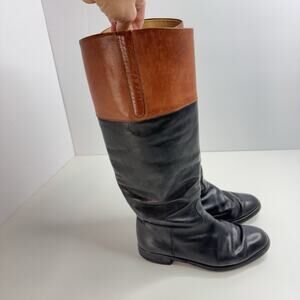 Gravati Black & Brandy Knee High Riding Boots Leather Italy Hand Made 7M Women’s